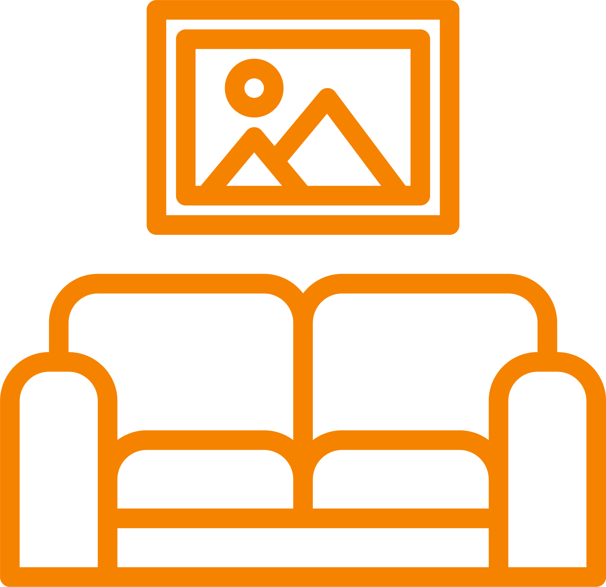 living room icon orange